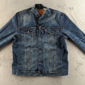 Levi's Trucker Denim Jacket Mens XXL Blue Button Front Coat Cotton Red Tab